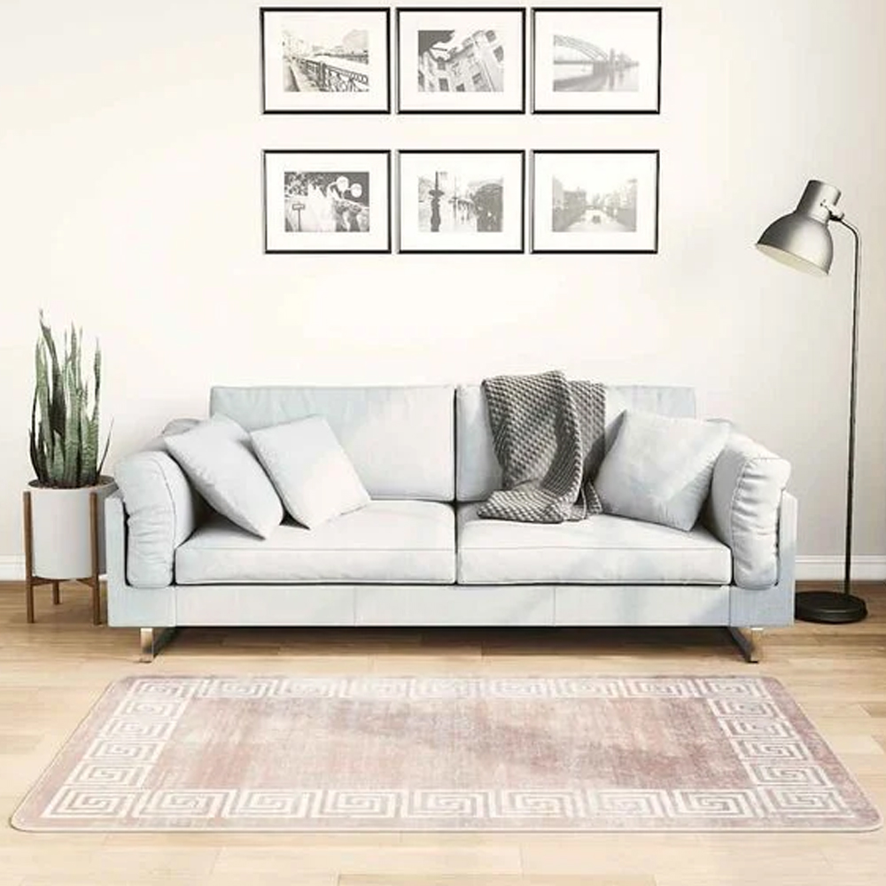 Corwin 150cm Polyester Washable Anti-Slip Rug In Beige And Gold