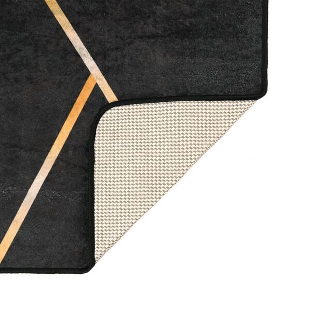Corwin 150cm Polyester Washable Anti-Slip Rug In Gold And Black