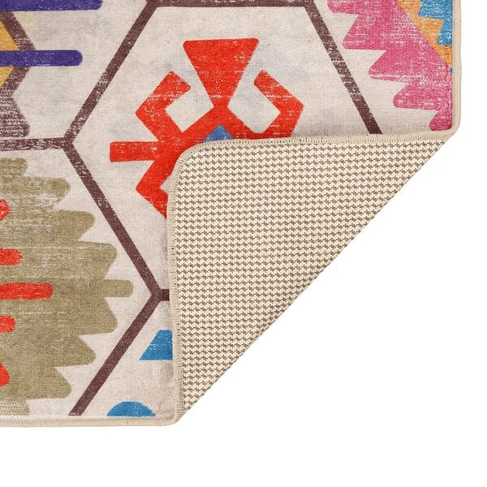 Corwin 150cm Polyester Washable Anti-Slip Rug In Multicolour