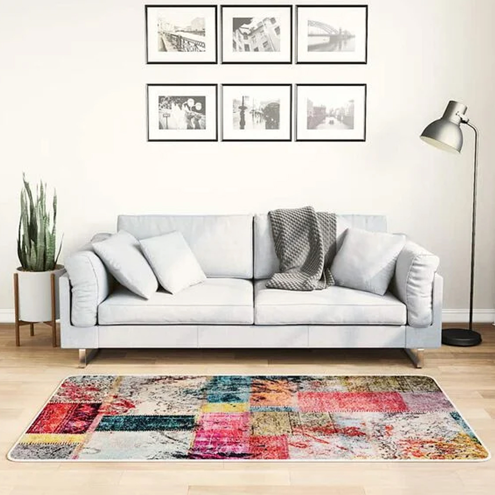 Corwin 150cm Polyester Washable Anti-Slip Rug In Patchwork Pattern
