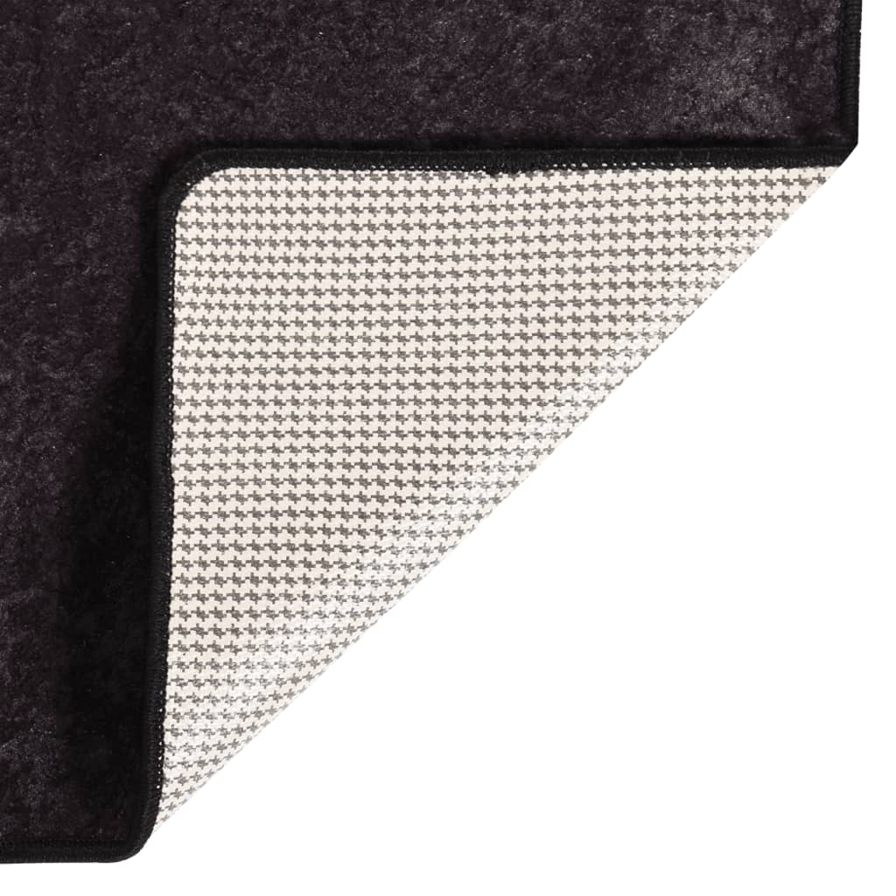 Corwin 300cm Polyester Washable Anti-Slip Rug In Anthracite