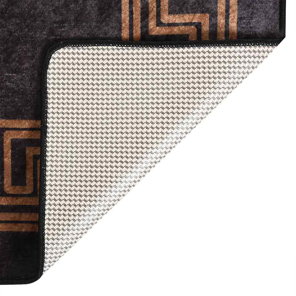 Corwin 300cm Polyester Washable Anti-Slip Rug In Black And Brown