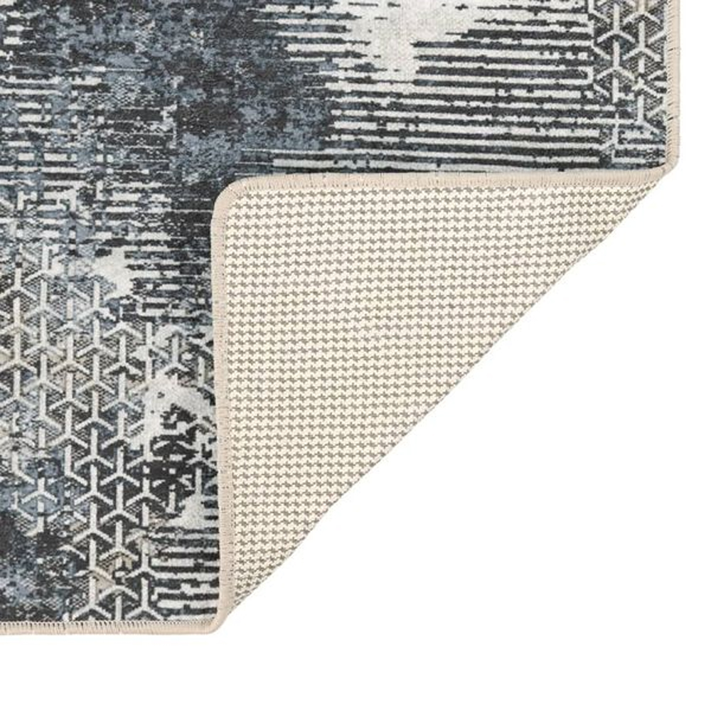 Corwin 300cm Polyester Washable Anti-Slip Rug In Black And Grey