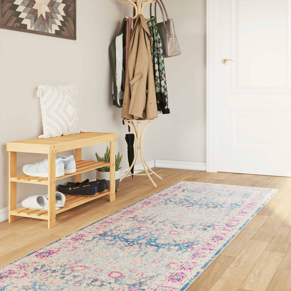 Corwin 300cm Polyester Washable Anti-Slip Rug In Blue And Pink