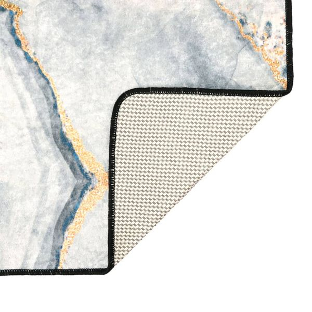 Corwin 300cm Polyester Washable Anti-Slip Rug In Gold, Black And White