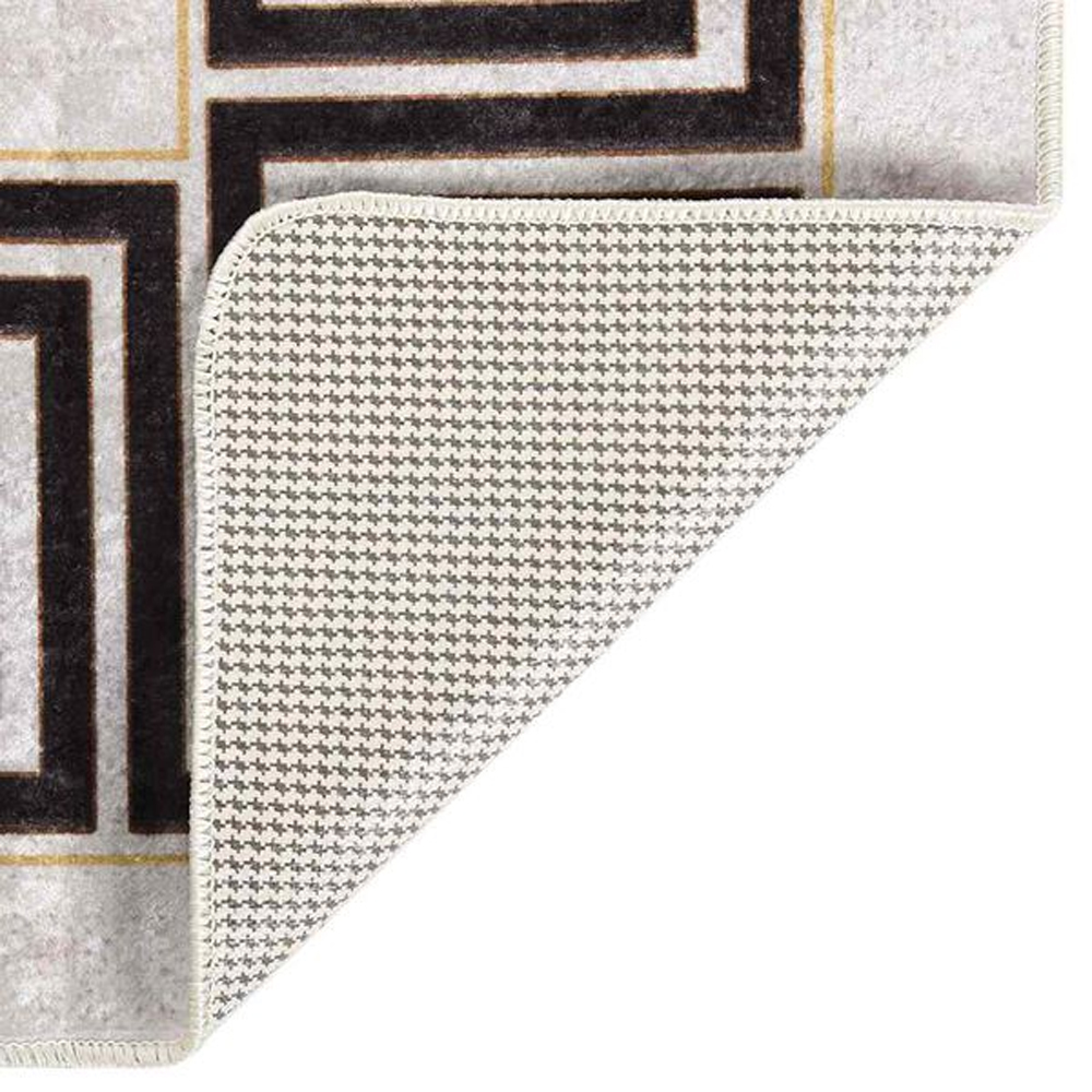 Corwin 300cm Polyester Washable Anti-Slip Rug In Light Beige And Black