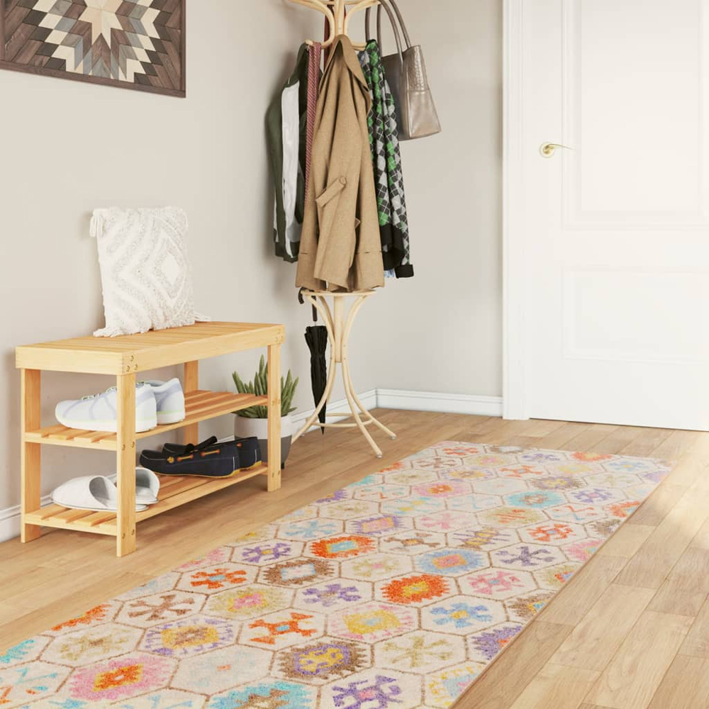 Corwin 300cm Polyester Washable Anti-Slip Rug In Multicolour