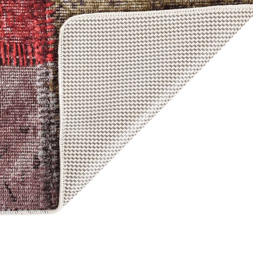 Corwin 300cm Polyester Washable Anti-Slip Rug In Patchwork Pattern