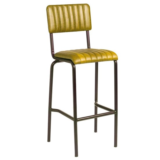 Corx Ribbed Faux Leather Bar Stool In Vintage Gold