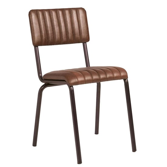 Read more about Corx ribbed faux leather dining chair in vintage brown