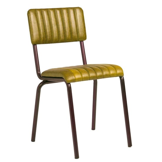 Read more about Corx ribbed faux leather dining chair in vintage gold