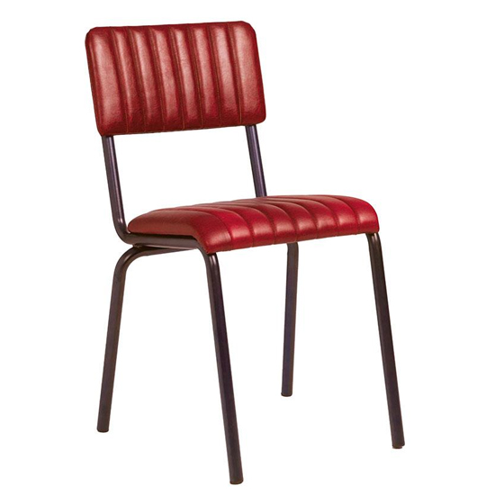 Read more about Corx ribbed faux leather dining chair in vintage red