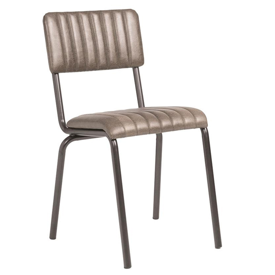 Read more about Corx ribbed faux leather dining chair in vintage silver