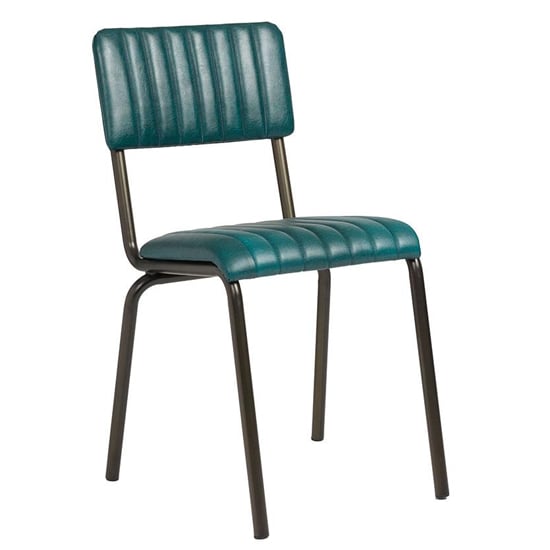Read more about Corx ribbed faux leather dining chair in vintage teal