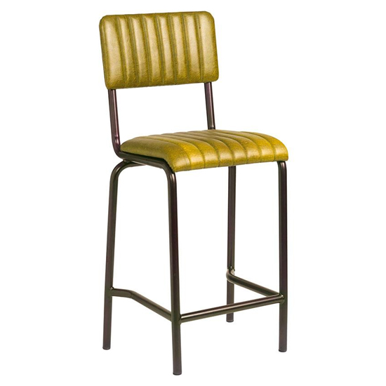 Corx Ribbed Faux Leather Mid Bar Stool In Vintage Gold
