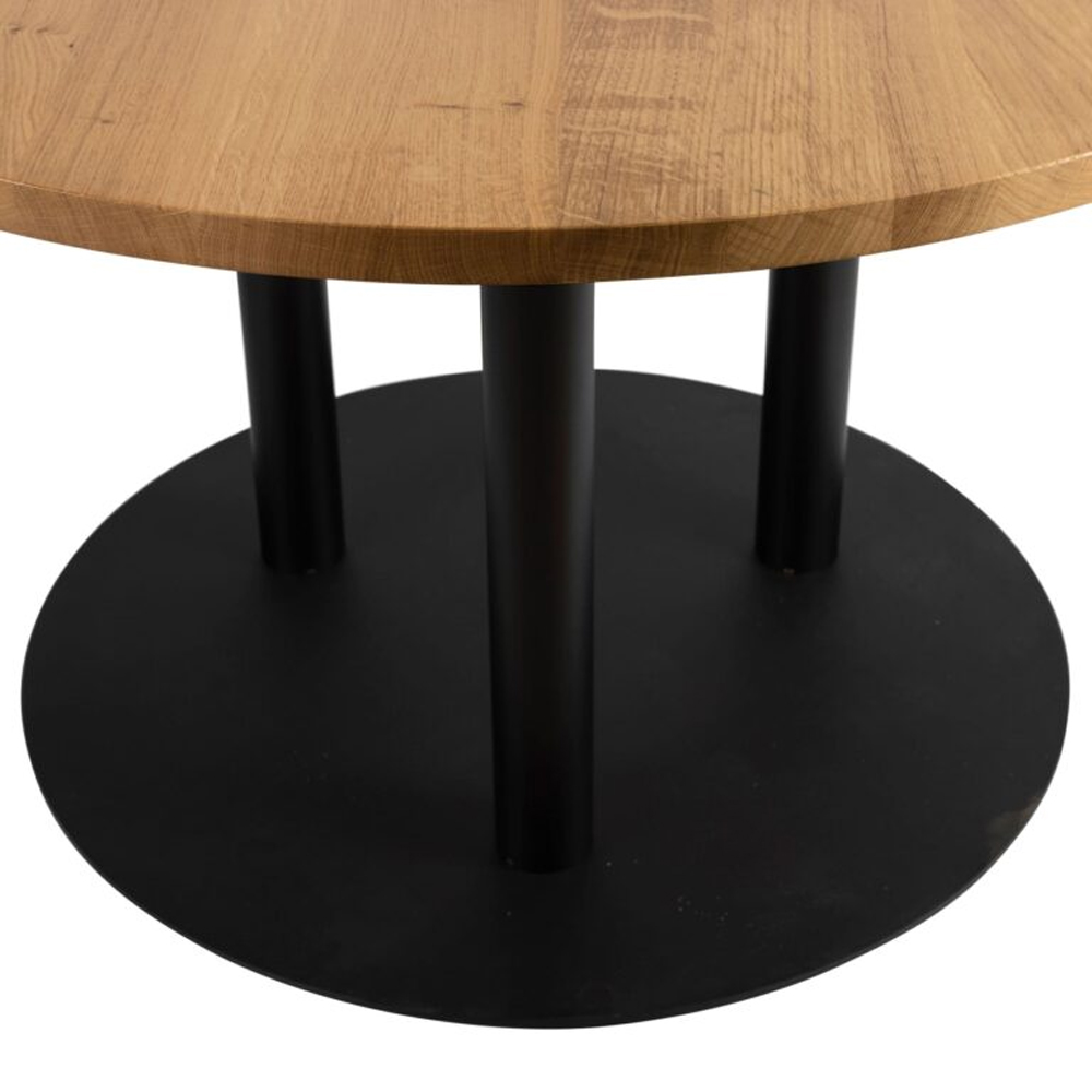 Corzano 120cm Round Solid Oak Top Bar Table with Bicton Black Base
