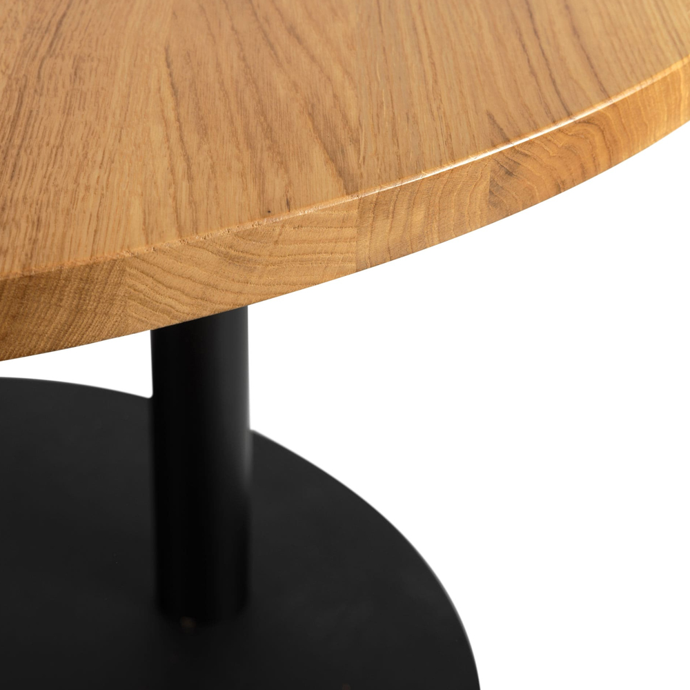 Corzano 120cm Round Solid Oak Top Bar Table with Bicton Black Base