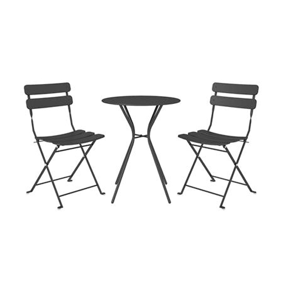 Crook Outdoor Metal Bistro Set With Round Table In Black_2
