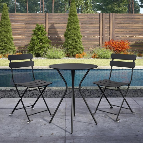 Cosco Outdoor Metal Bistro Set With, Small Round Metal Patio Table And Chairs