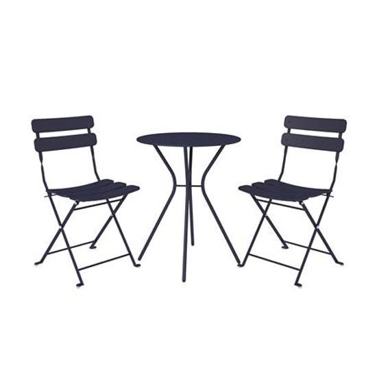 Crook Outdoor Metal Bistro Set With Round Table In Navy_2
