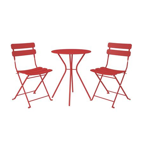 Crook Outdoor Metal Bistro Set With Round Table In Red_2