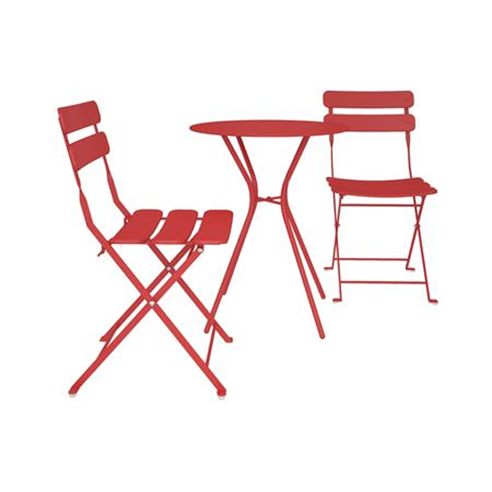 Crook Outdoor Metal Bistro Set With Round Table In Red_3