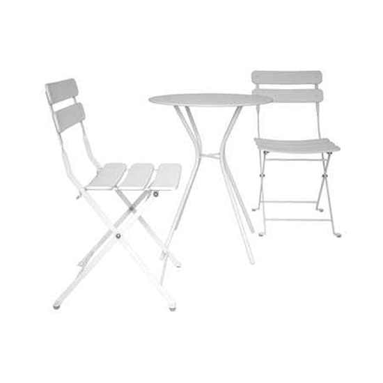 Crook Outdoor Metal Bistro Set With Round Table In White_3