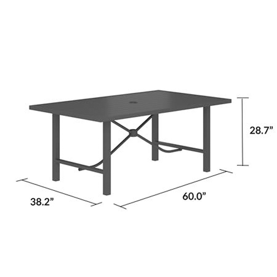 Crook Outdoor Paloma Metal Dining Table In Charcoal Grey_5