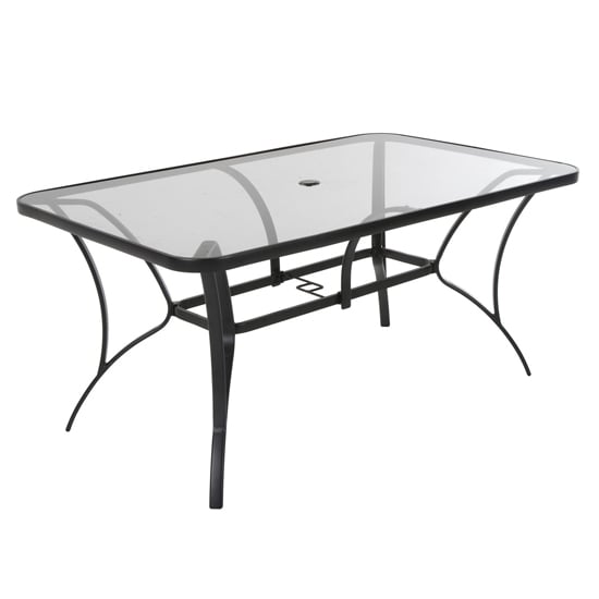 Product photograph of Crook Outdoor Paloma Glass Dining Table In Dark Grey from Furniture in Fashion