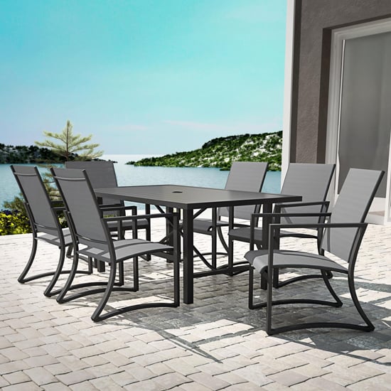 Crook Outdoor Paloma Outdoor Metal Dining Set In Charcoal Grey