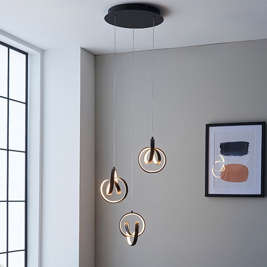 Read more about Cosma led 3 lights pendant light in textured black