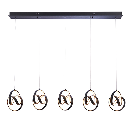 Cosma LED 5 Lights Linear Pendant Light In Textured Black