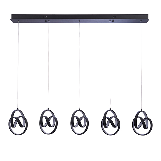 Cosma LED 5 Lights Linear Pendant Light In Textured Black
