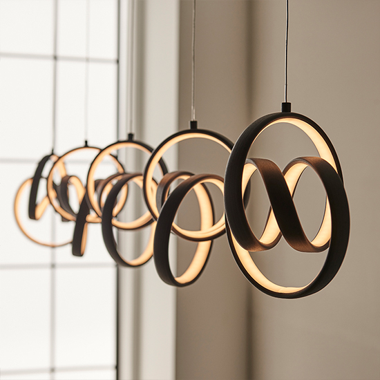 Cosma LED 5 Lights Linear Pendant Light In Textured Black