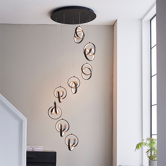 Cosma LED 8 Lights Pendant Light In Textured Black