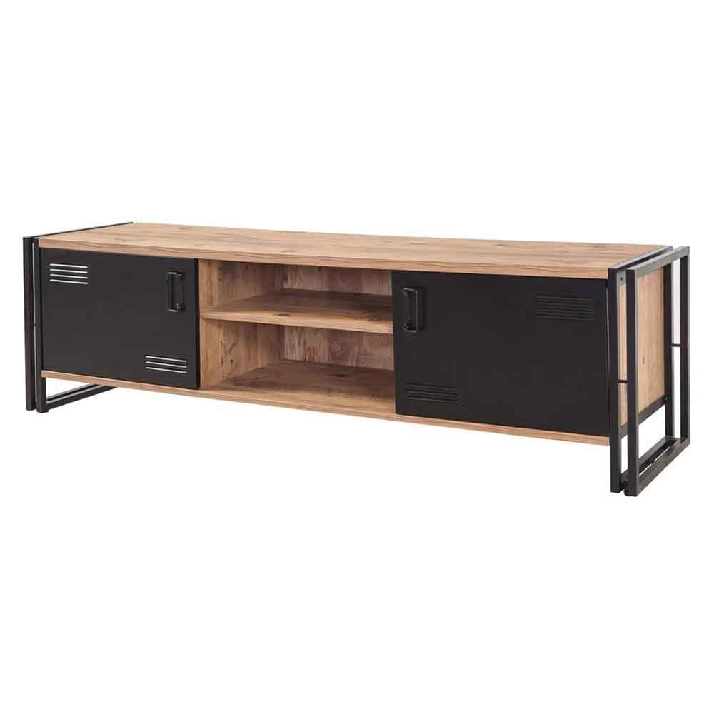 Cosmo Rectangular Wooden TV Stand and Coffee Table Set in Atlantic Pine and Black