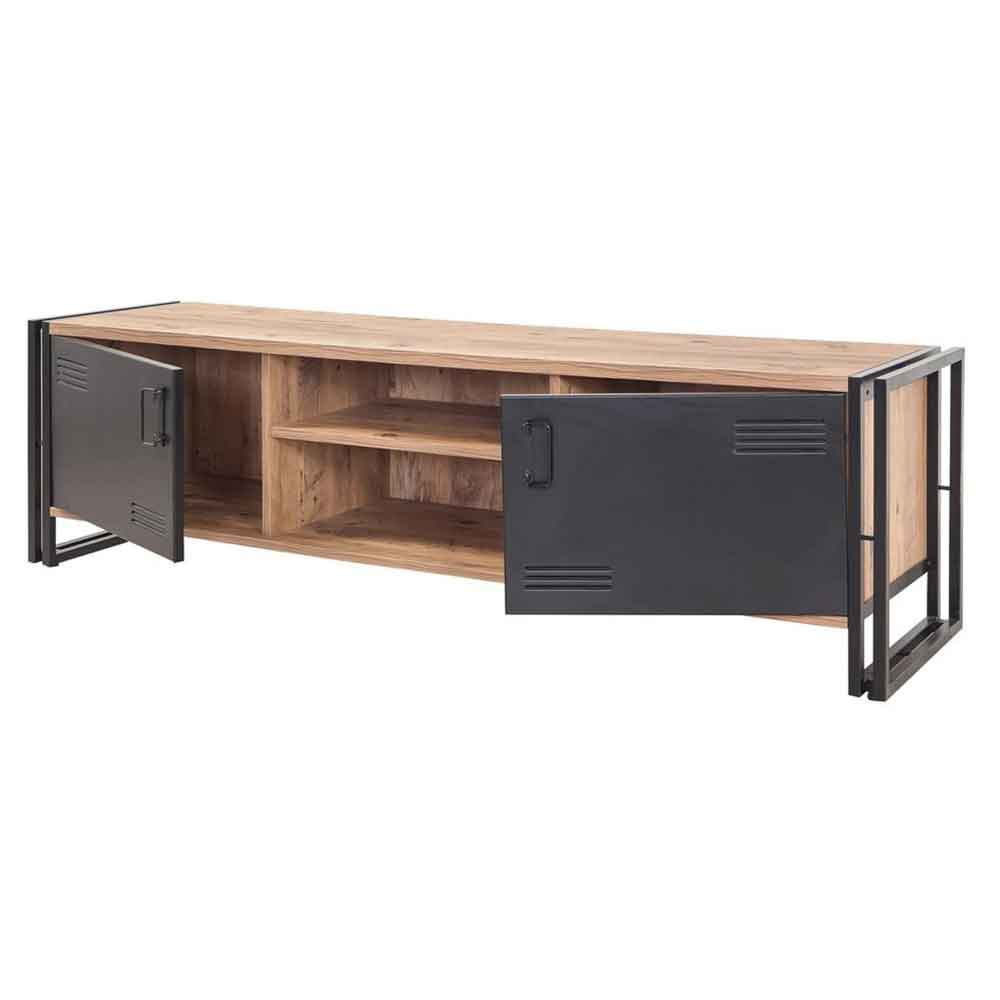 Cosmo Rectangular Wooden TV Stand and Coffee Table Set in Atlantic Pine and Black