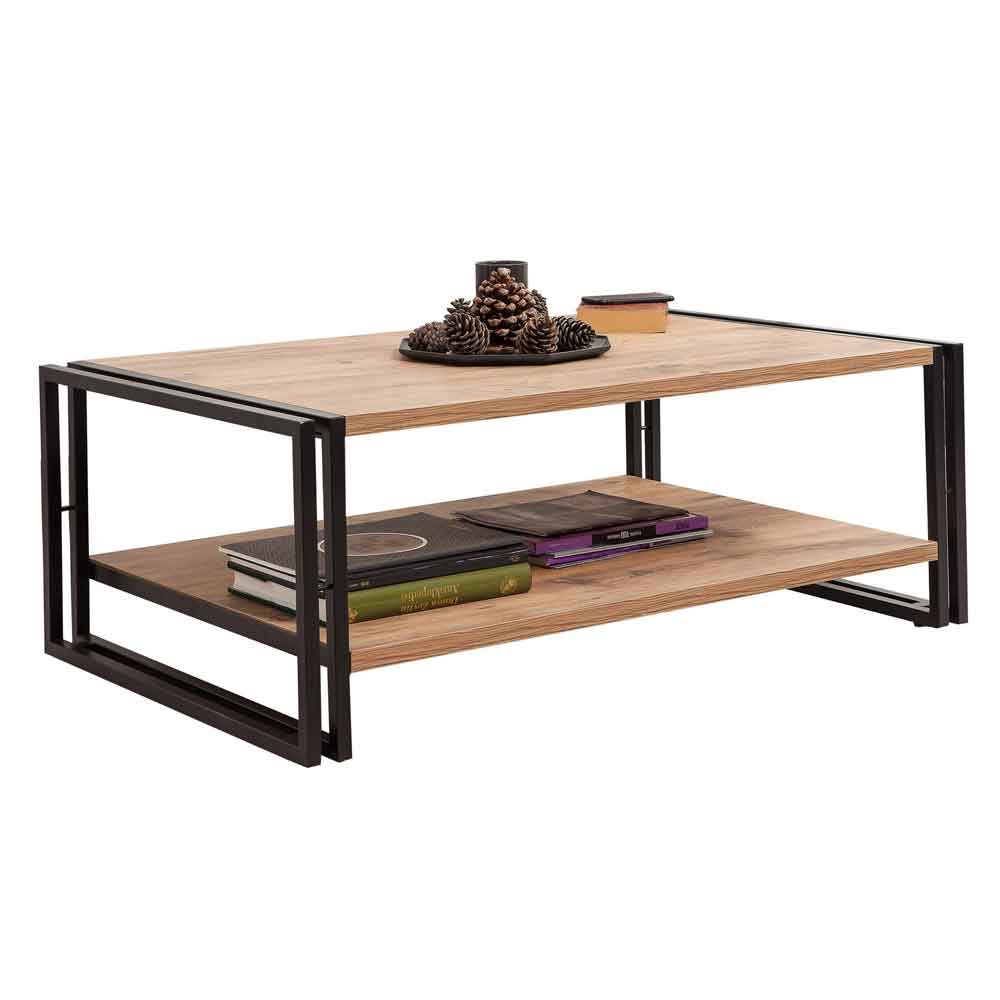Cosmo Rectangular Wooden TV Stand and Coffee Table Set in Atlantic Pine and Black
