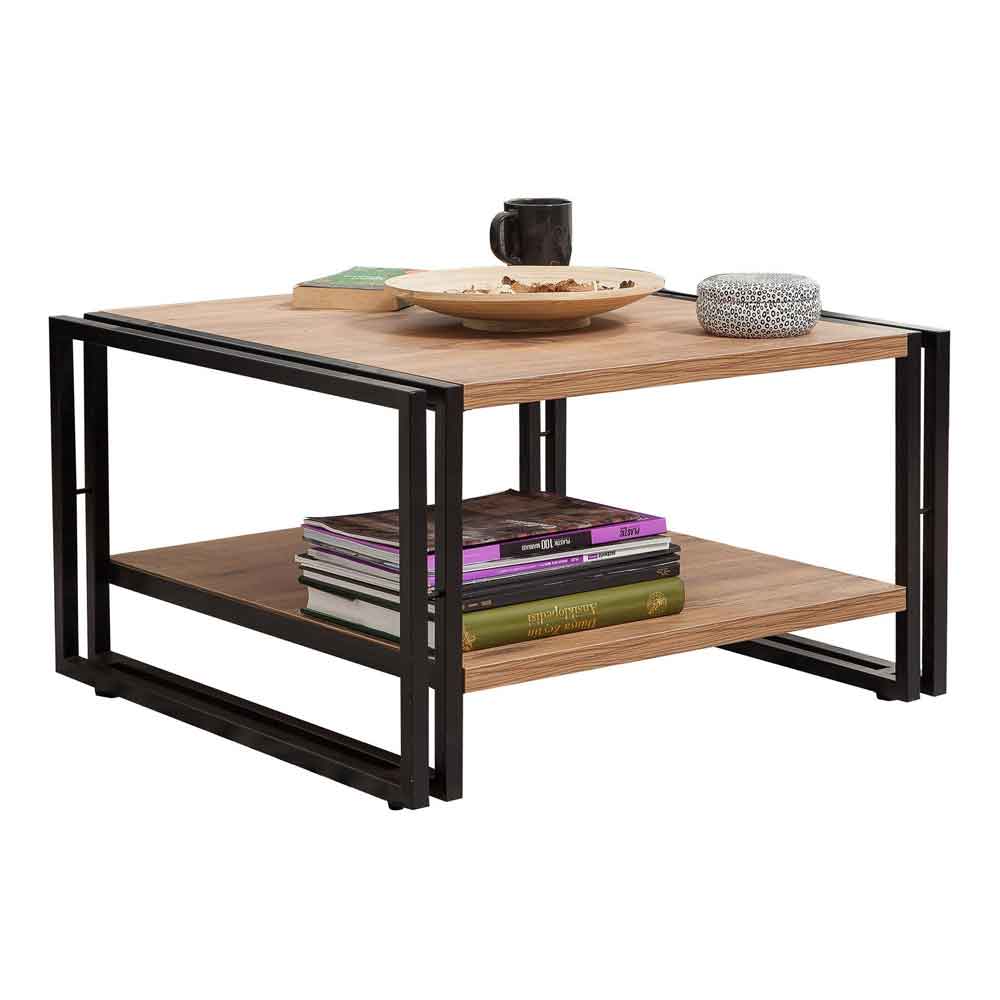 Cosmo Small Wooden Living Room Furniture Set in Atlantic Pine and Black
