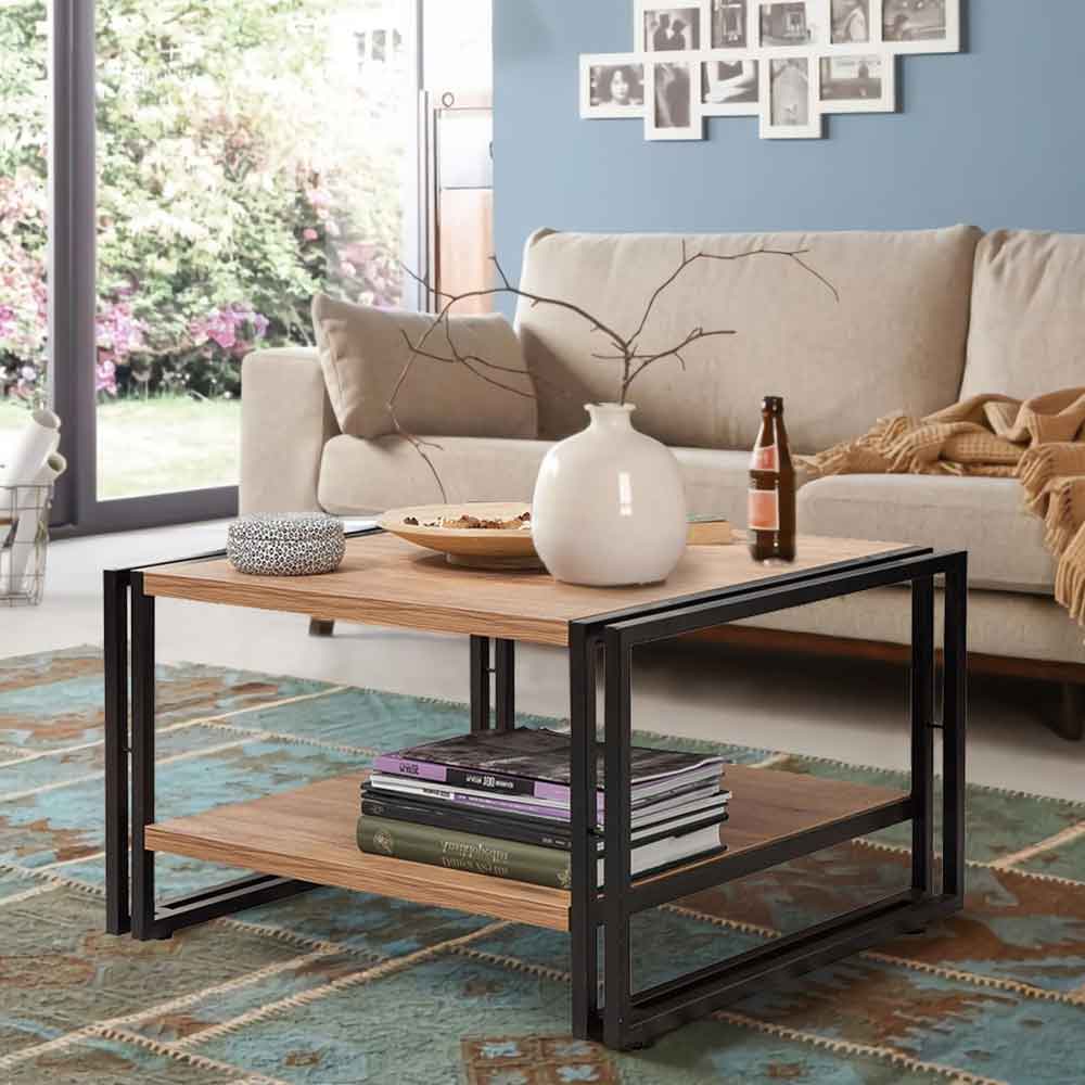 Cosmo Small Wooden Living Room Furniture Set in Atlantic Pine and Black