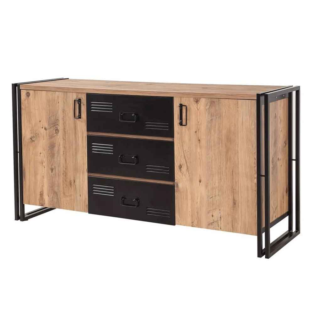 Cosmo Small Wooden Living Room Furniture Set in Atlantic Pine and Black