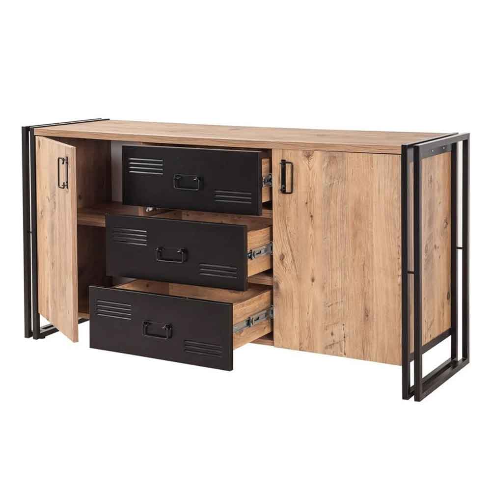 Cosmo Small Wooden Living Room Furniture Set in Atlantic Pine and Black