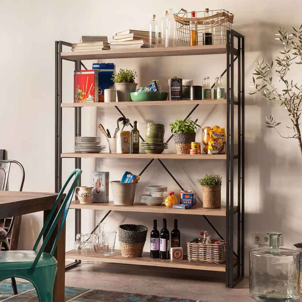 Cosmo Wooden Laptop Desk and Bookcase Set in Atlantic Pine and Black