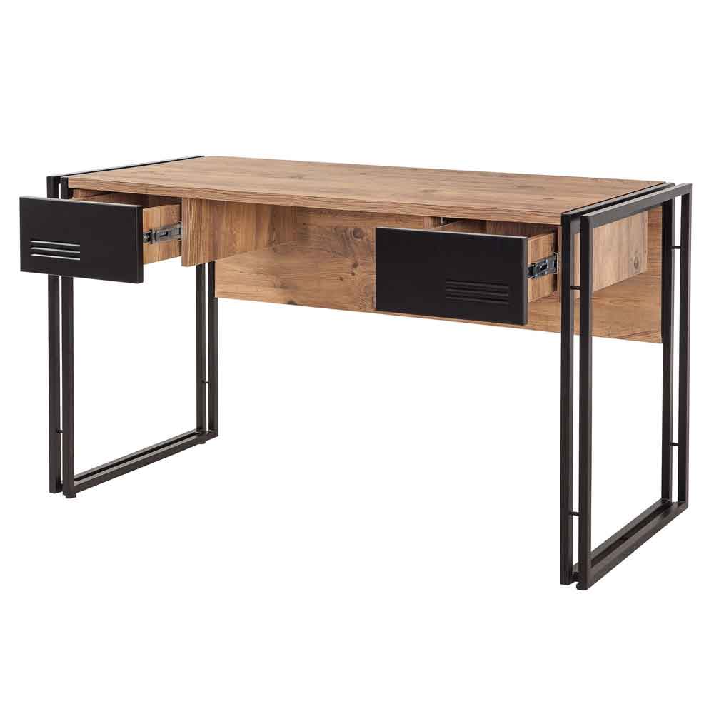 Cosmo Wooden Laptop Desk and Bookcase Set in Atlantic Pine and Black