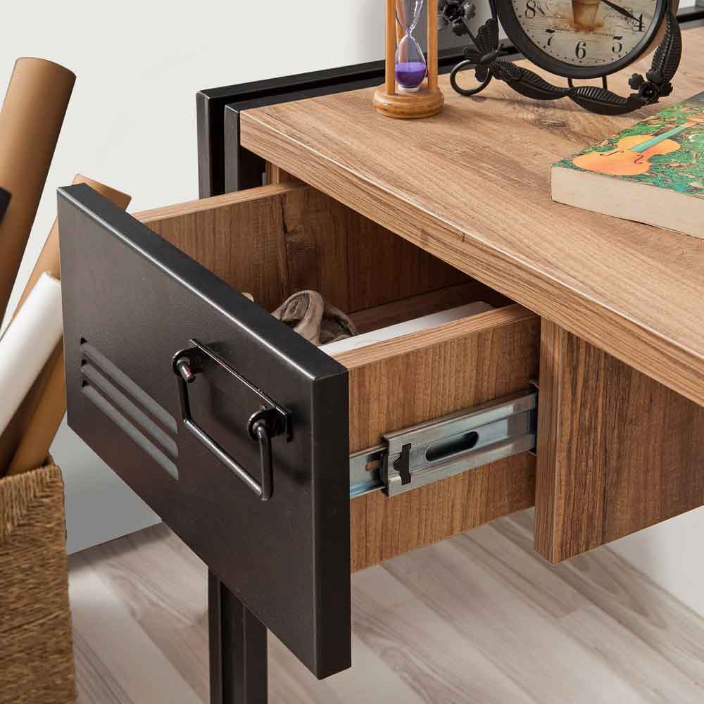 Cosmo Wooden Laptop Desk and Cabinet Set in Atlantic Pine and Black