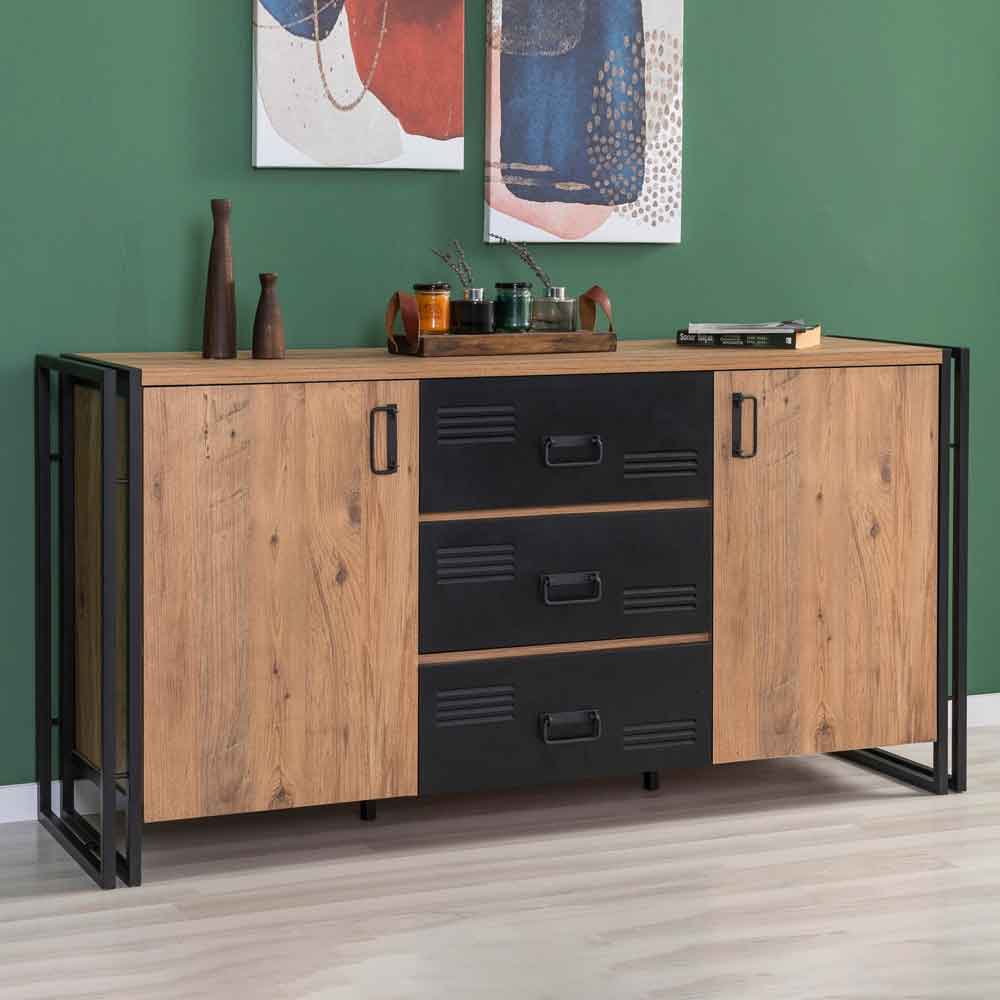 Cosmo Wooden Living Room Furniture Set in Atlantic Pine and Black