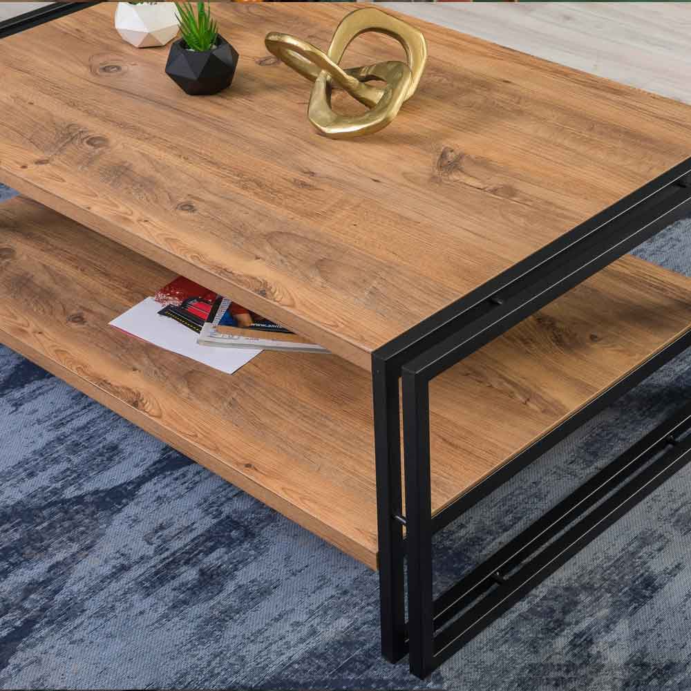 Cosmo Wooden Living Room Furniture Set in Atlantic Pine and Black