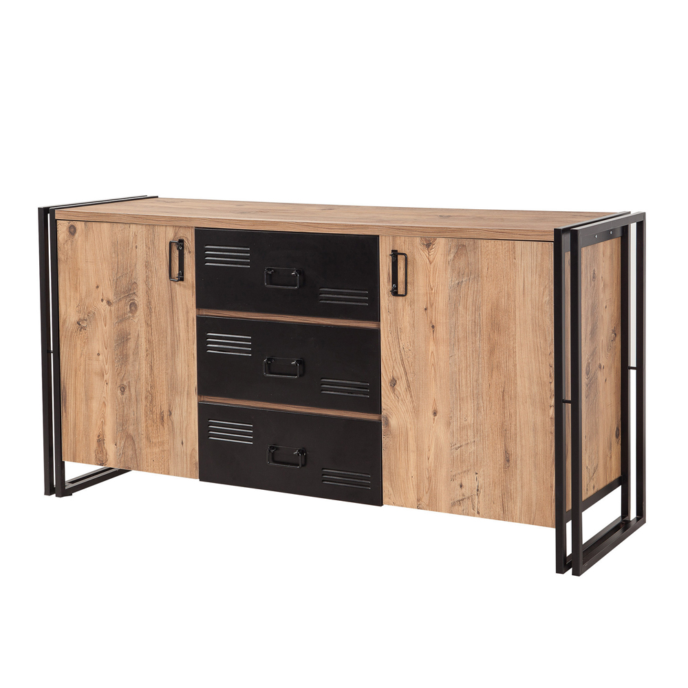 Cosmo Wooden Sideboard with 2 Doors in Atlantic Pine and Black