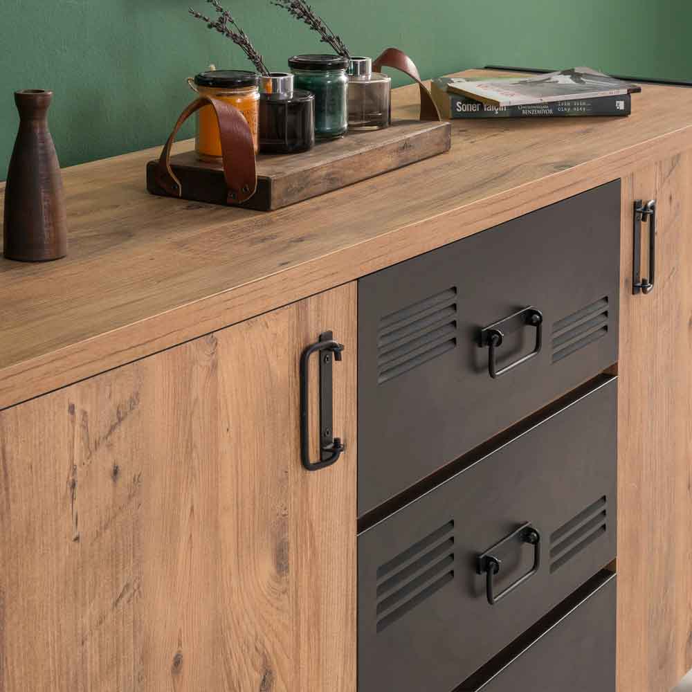 Cosmo Wooden TV Stand and Sideboard Set in Atlantic Pine and Black