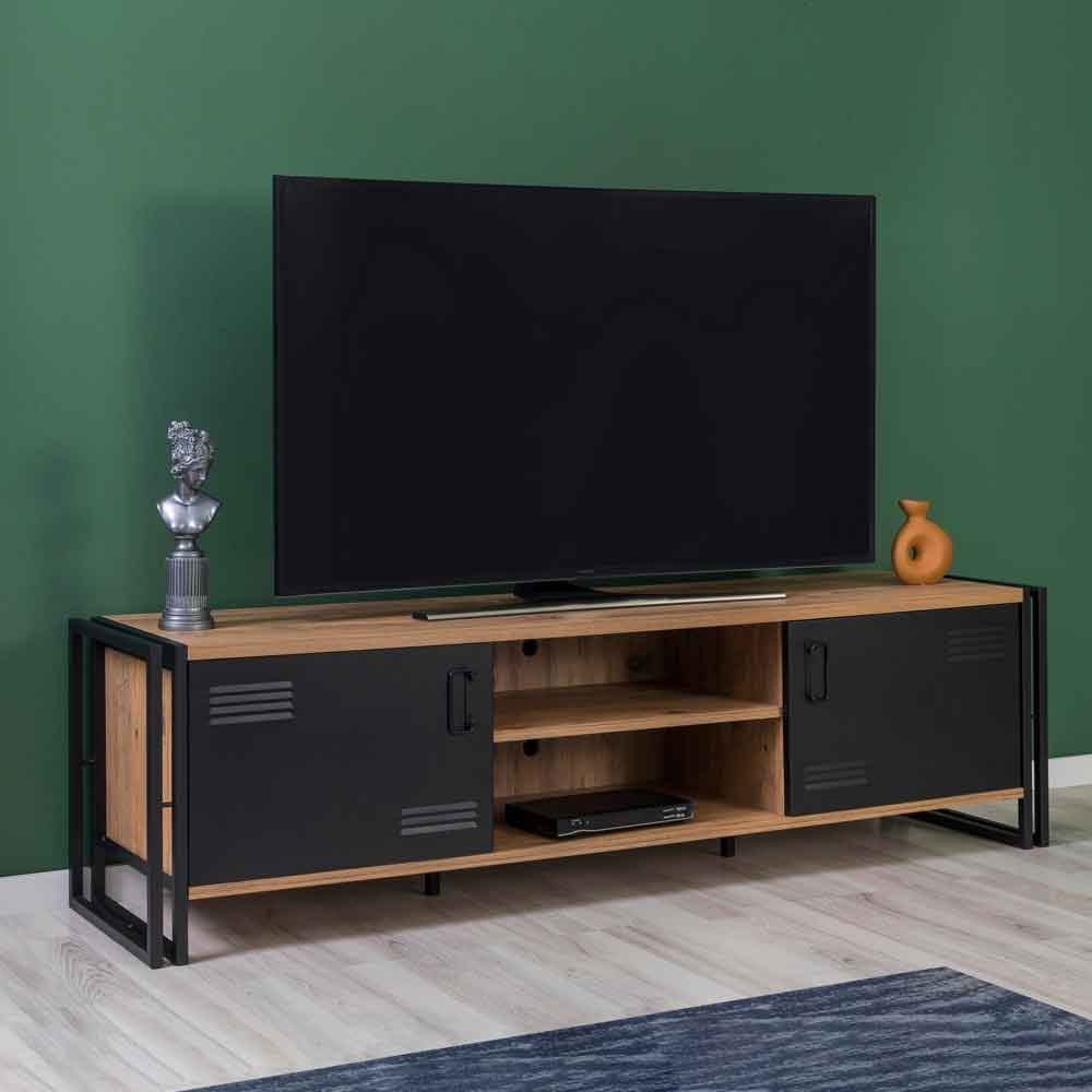 Cosmo Wooden TV Stand and Sideboard Set in Atlantic Pine and Black